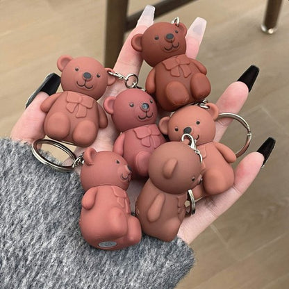 6-piece Cute Bear Keychain Liquid Lipstick Set – Mist Matte Velvet Finish, Moisturizing Lip Stain, Waterproof & Long-lasting Lip Gloss (6 Colors)