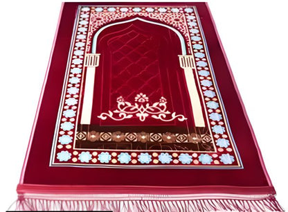 Luxury Velvet Embossed Prayer Mat – Soft Comfortable Muslim Janamaz For Daily Salah, Elegant Islamic Design, Lightweight & Durable Namaz Rug, Perfect Gift For Ramadan, Hajj & Umrah (random Design – Color)